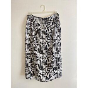 Nasty Gal Zebra Print Midi Skirt Monochrome High Waist Size US 10